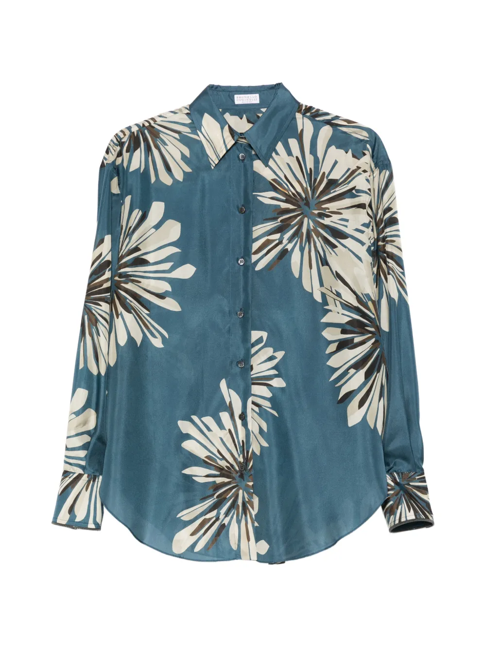 Brunello Cucinelli floral-print buttoned shirt - Blu