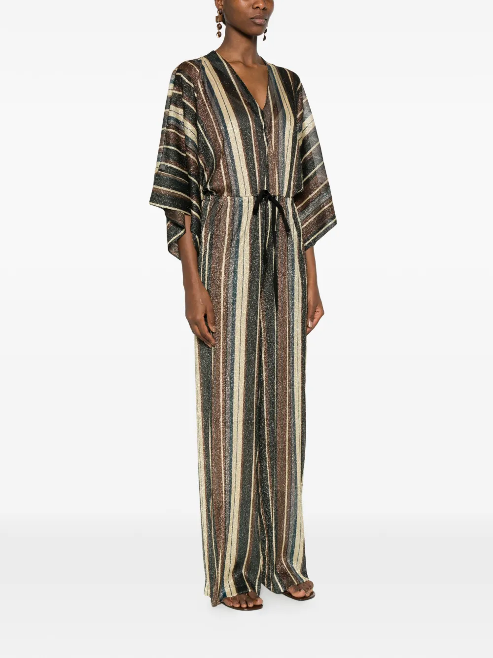  Siyu Striped Tie-fastening Jumpsuit - Gold 