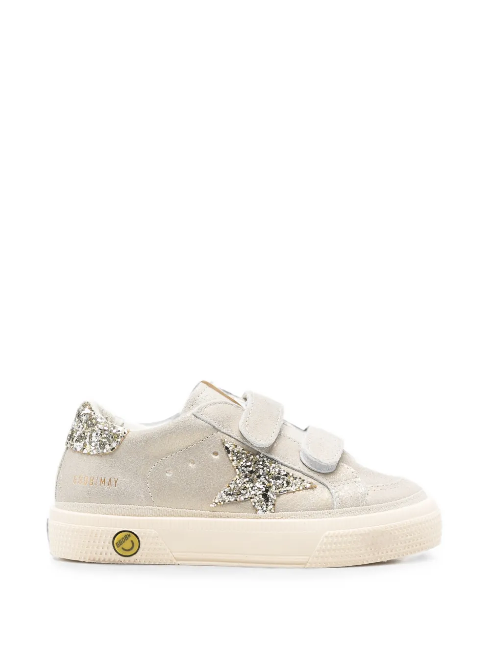 Golden Goose Kids glitter-star touch-strap sneakers - Argento