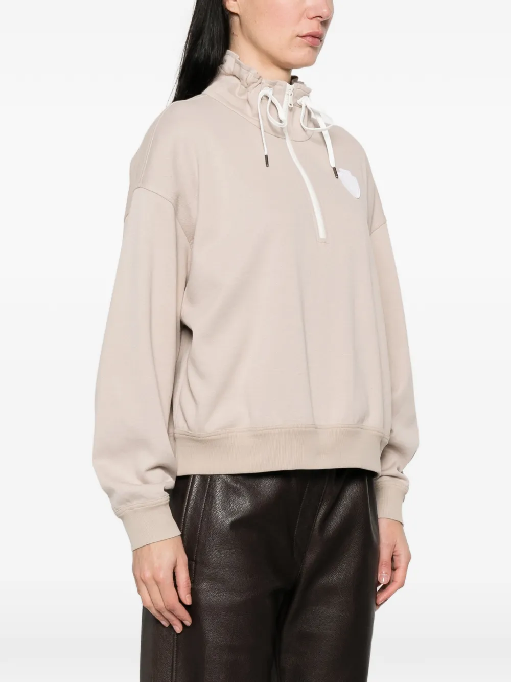  Brunello Cucinelli Zipped Logo-patch Sweatshirt - Neutrals 