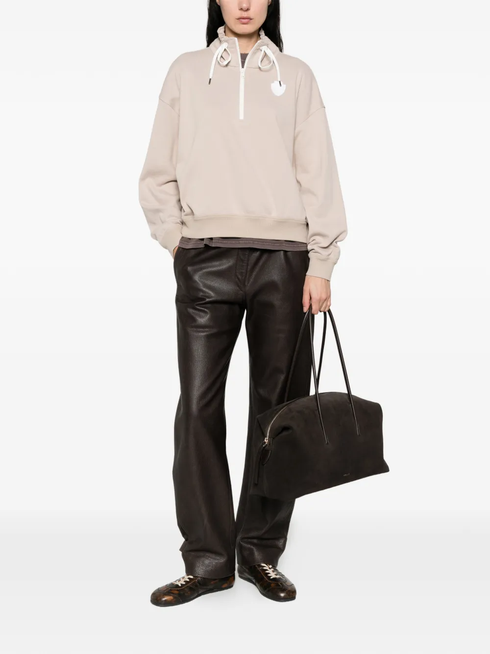  Brunello Cucinelli Zipped Logo-patch Sweatshirt - Neutrals 