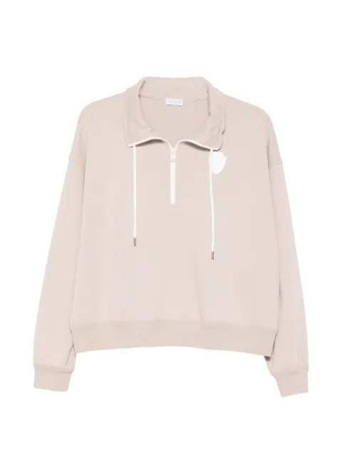 Brunello Cucinelli zipped logo-patch sweatshirt