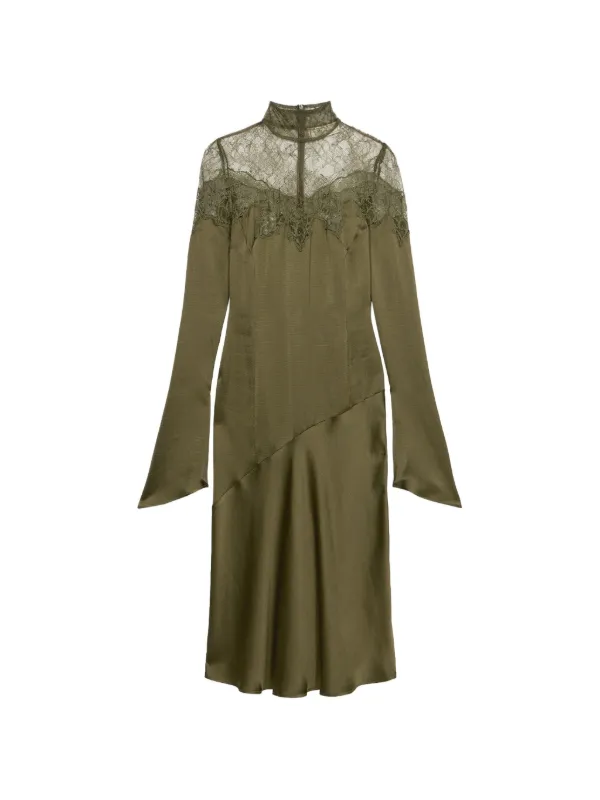 Blumarine Lace-detail High-neck Midi Dress - Green
