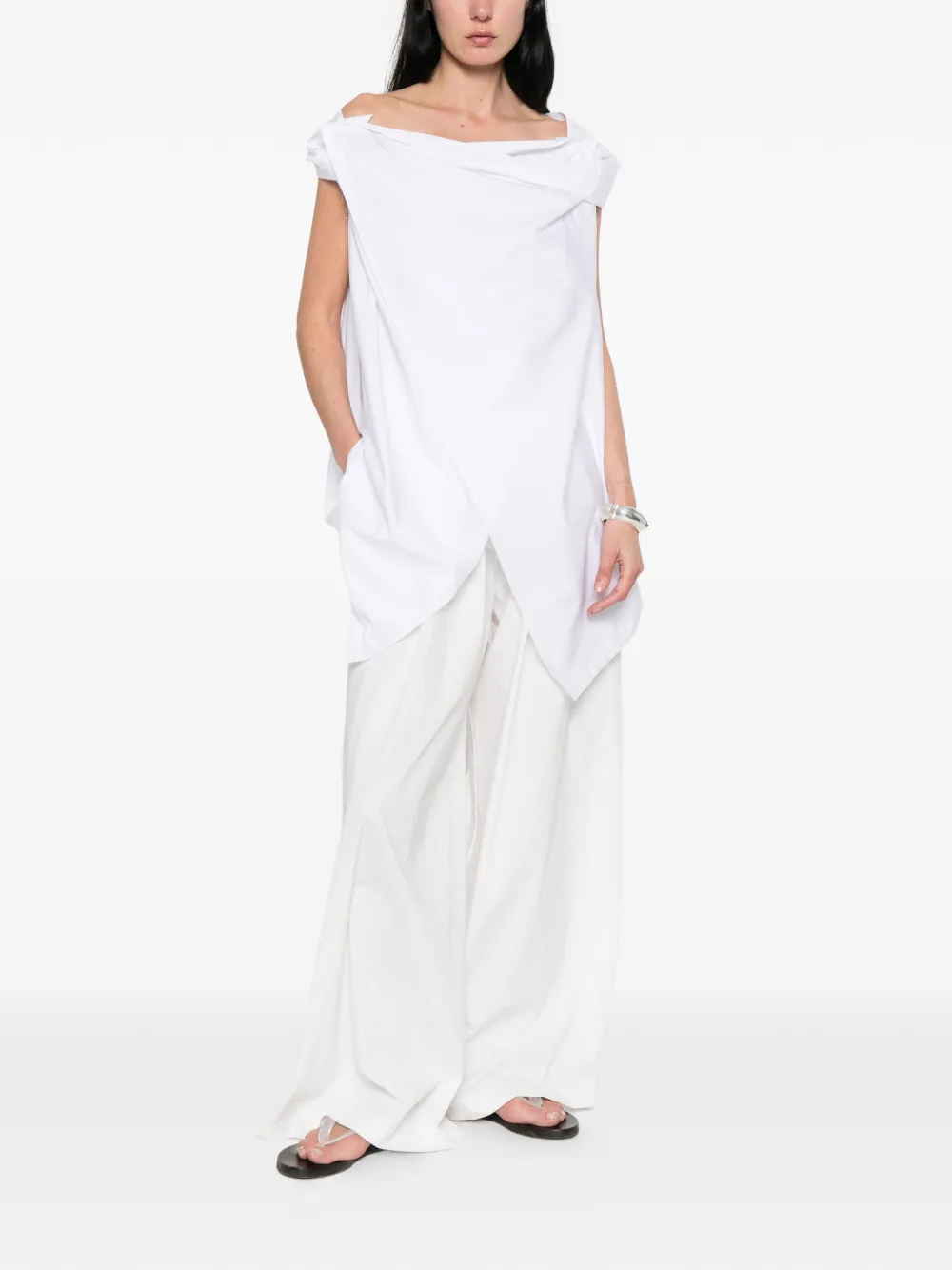  Niccolò Pasqualetti Draped Asymmetric Top - White 