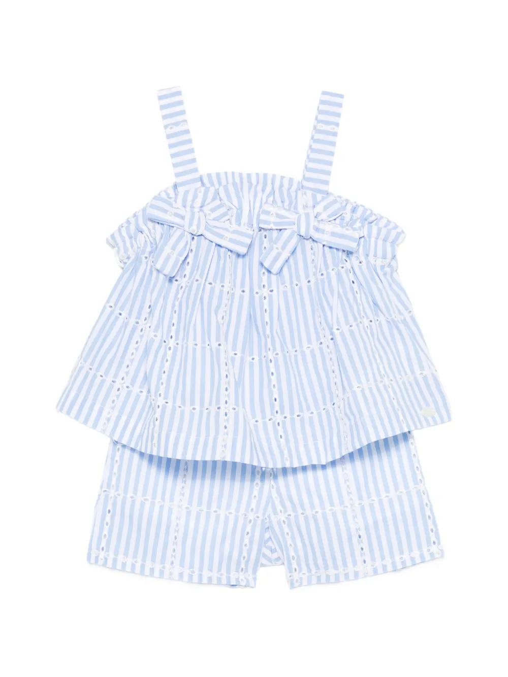Tartine Et Chocolat striped bow shorts set - Blu