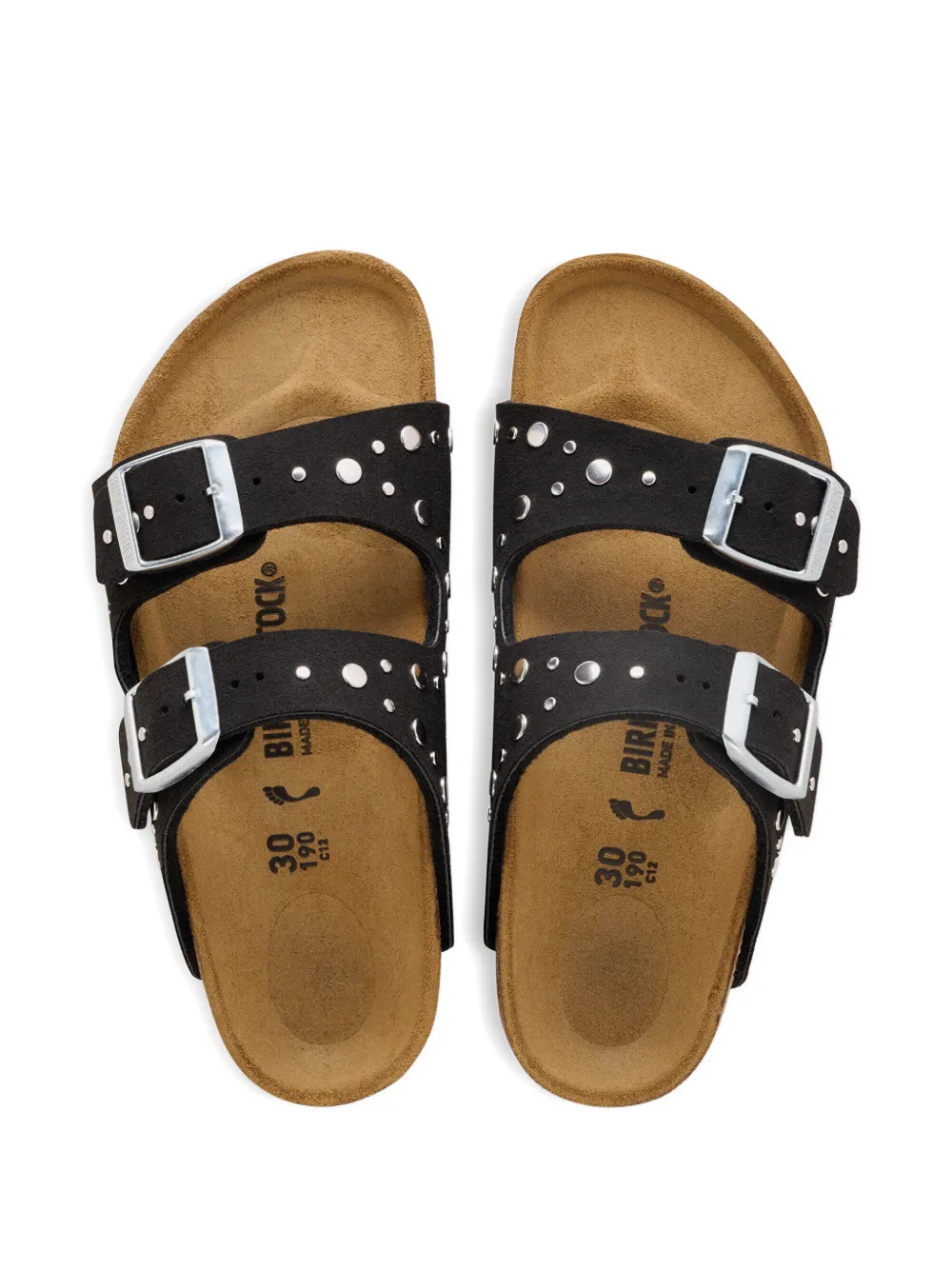 Birkenstock Kids Arizona studded flat sandals Zwart