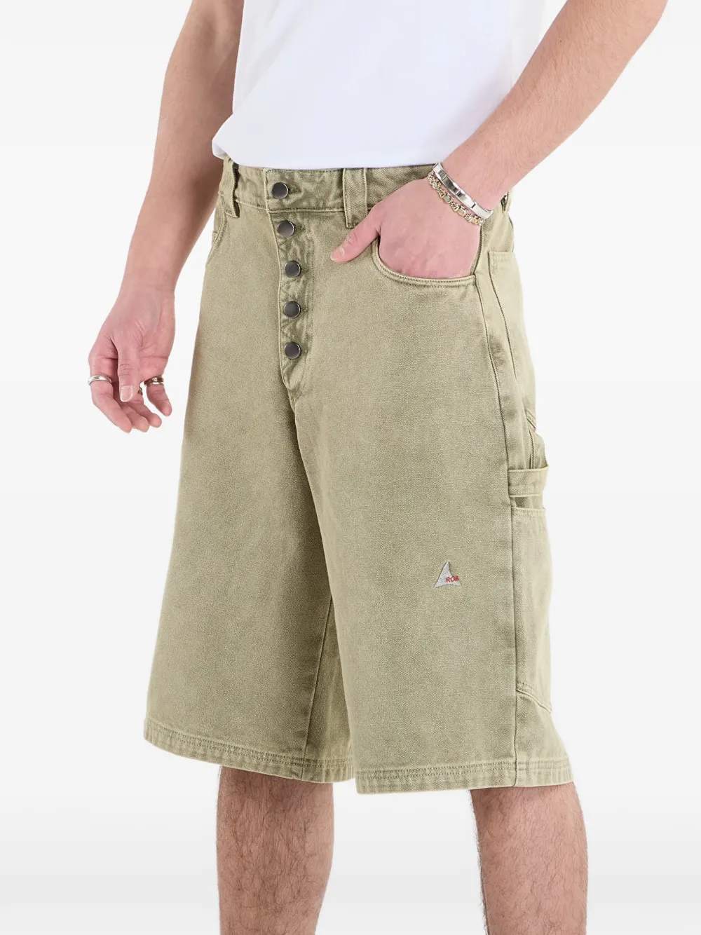 ROA Ash canvas shorts Groen