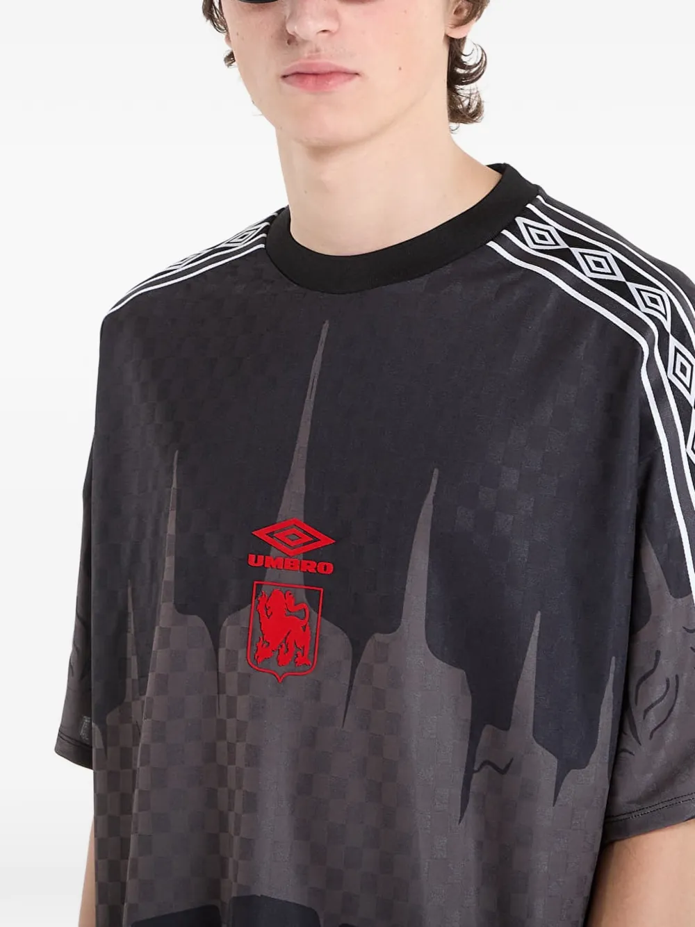 UMBRO T-shirt met logo-tape Zwart