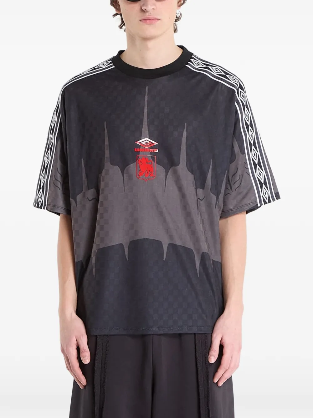 UMBRO T-shirt met logo-tape Zwart
