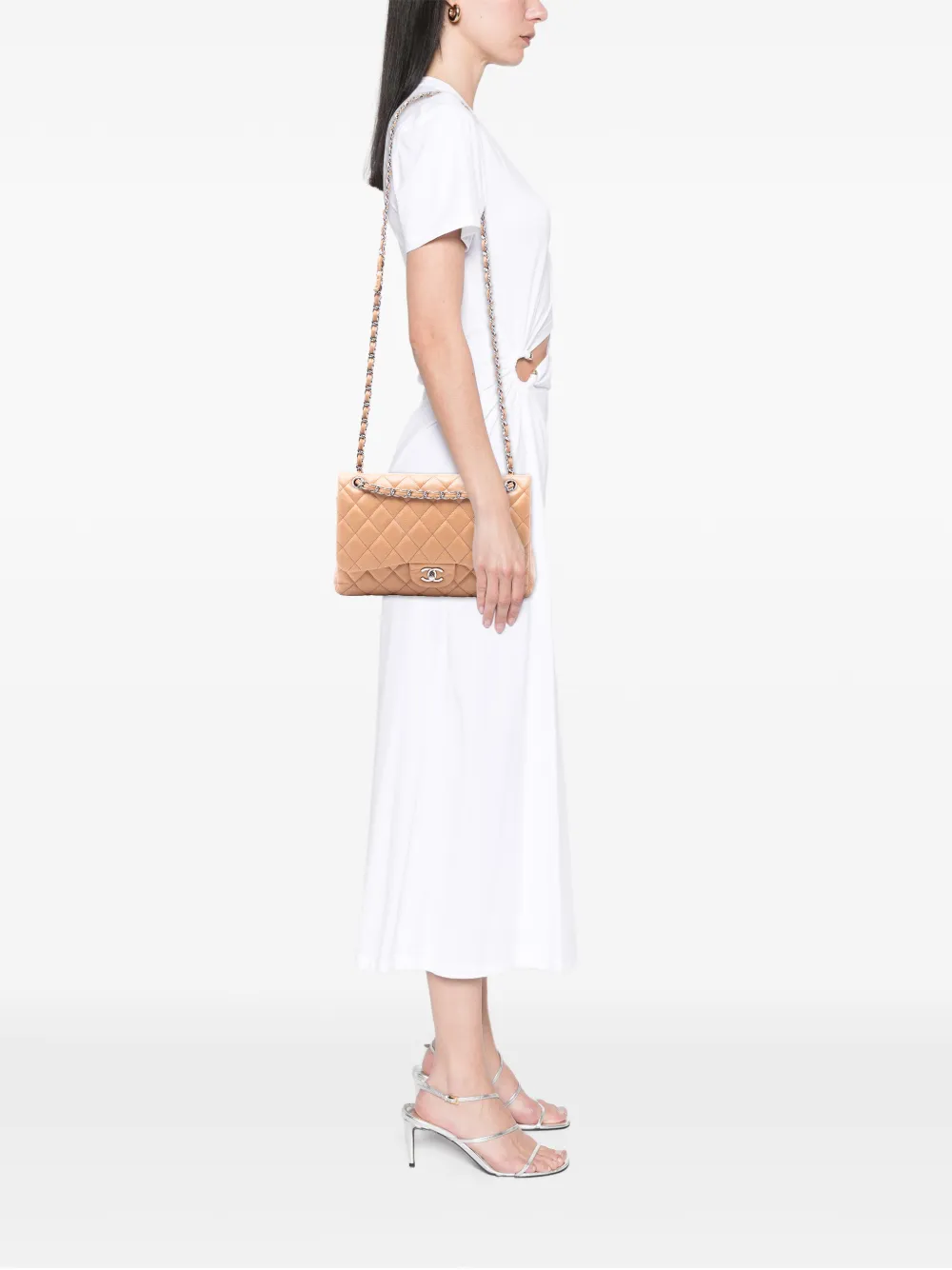  Chanel Pre-owned 2010-2011 Jumbo Classic Caviar Double Flap Shoulder Bag - Brown 