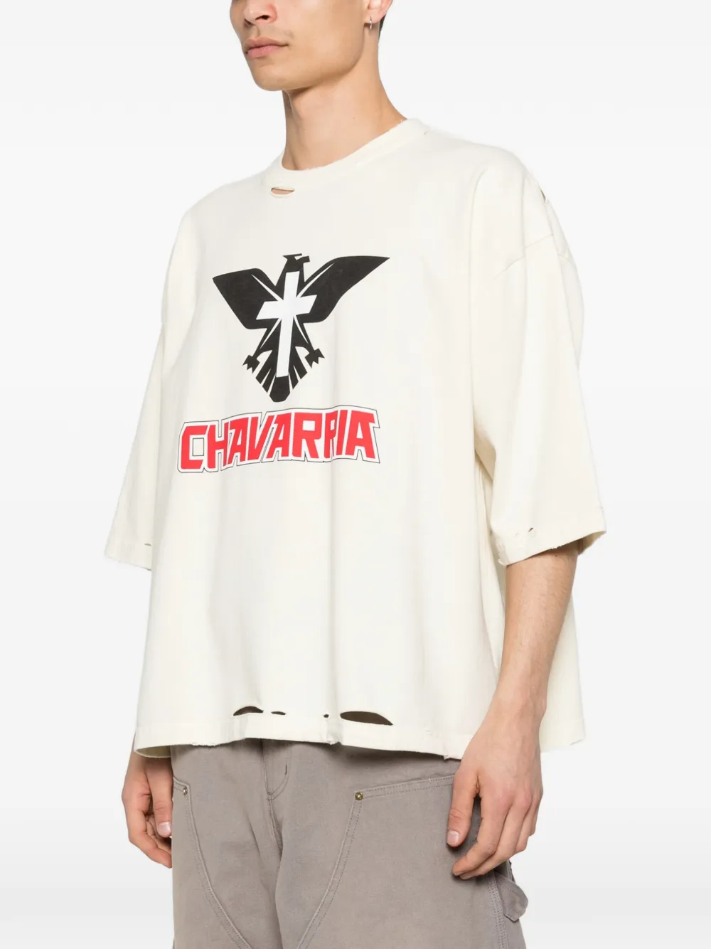 Willy Chavarria T-shirt met grafische print Beige