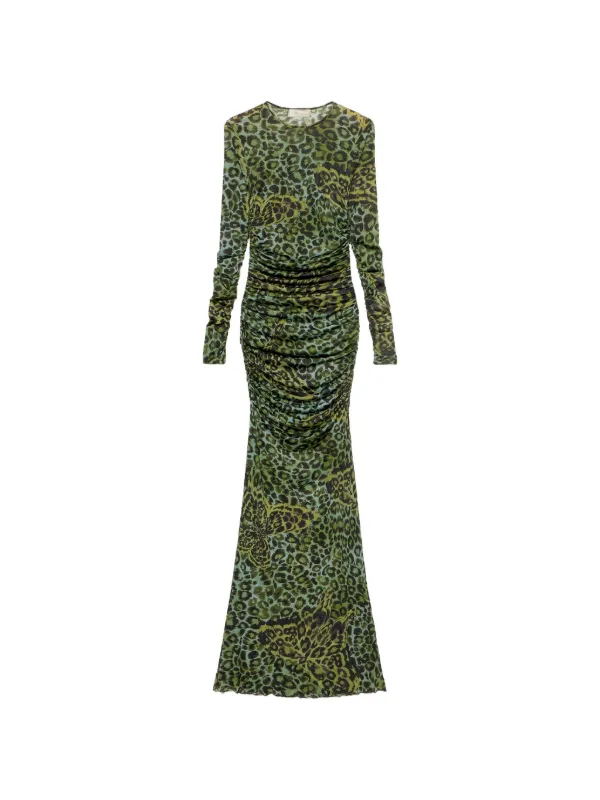 blumarine green dress long-sleeve Ruched Maxi | kids luxury dress
