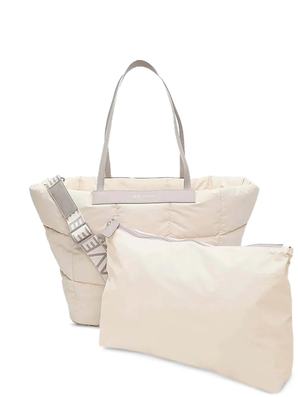 VeeCollective quilted logo-strap backpack - Neutrals