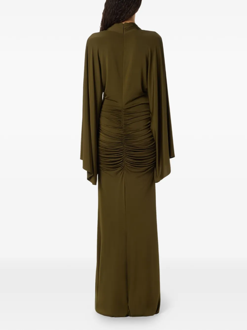 Blumarine Gedrapeerde maxi-jurk met bloemapplicatie Groen