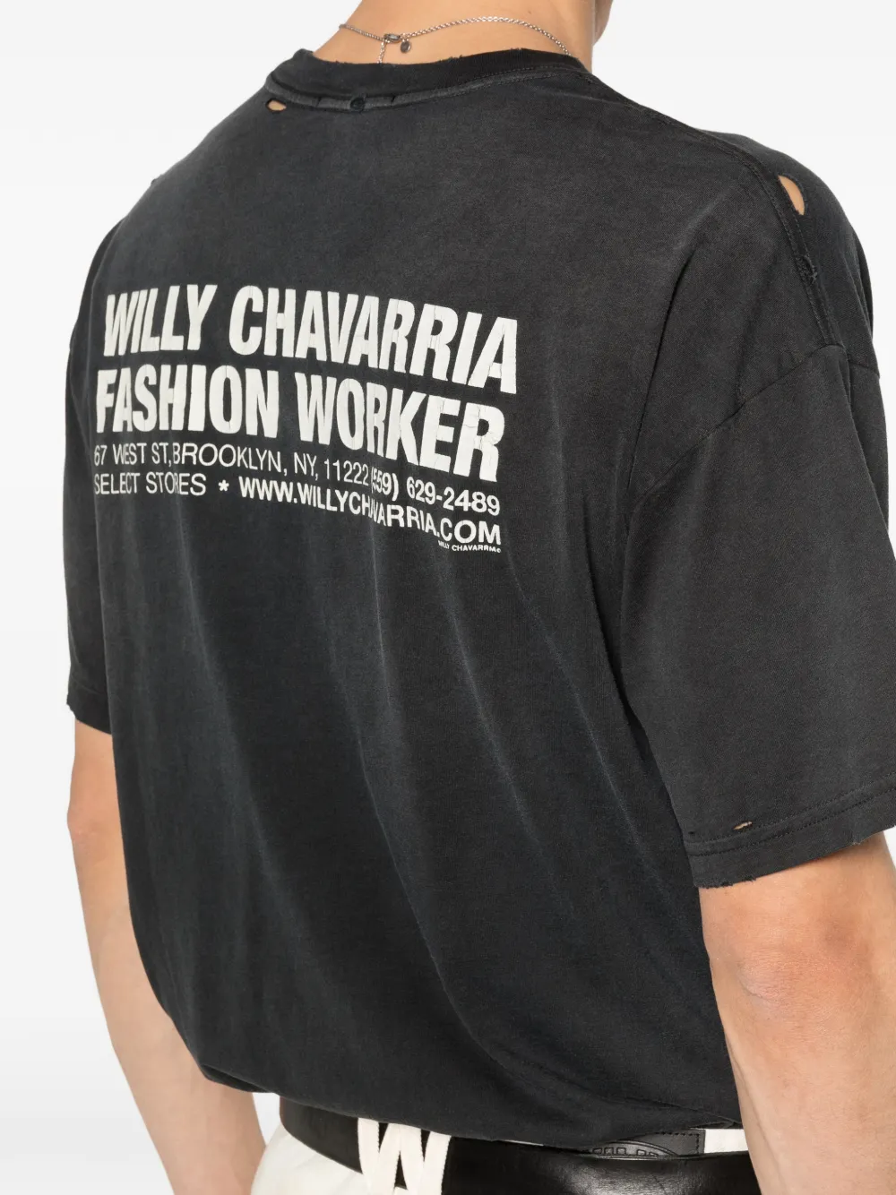 Willy Chavarria T-shirt met ronde hals met zak Zwart