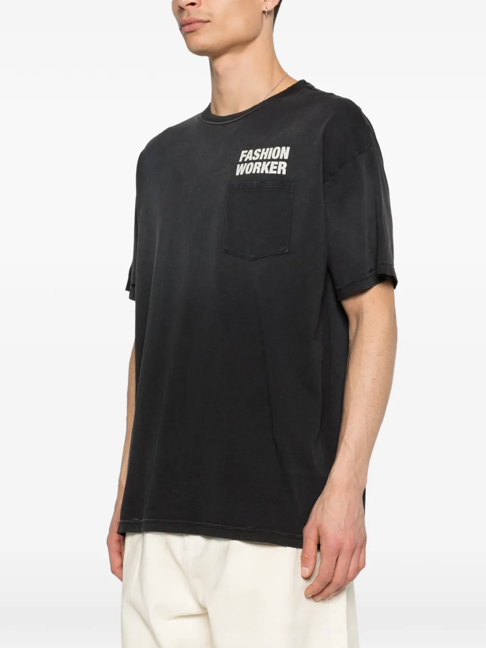 Willy Chavarria T-shirt met ronde hals met zak Zwart