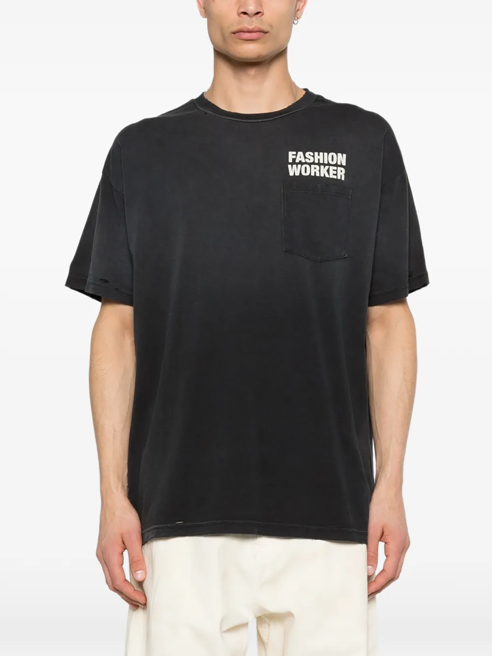 Willy Chavarria T-shirt met ronde hals met zak Zwart
