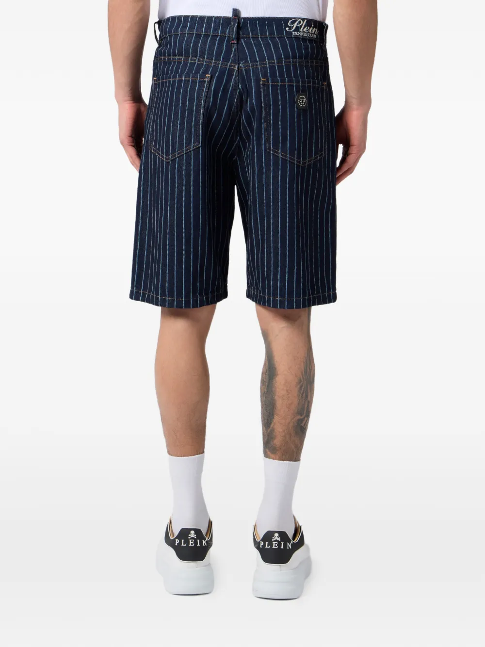 Philipp Plein Denim shorts met krijtstreep Blauw