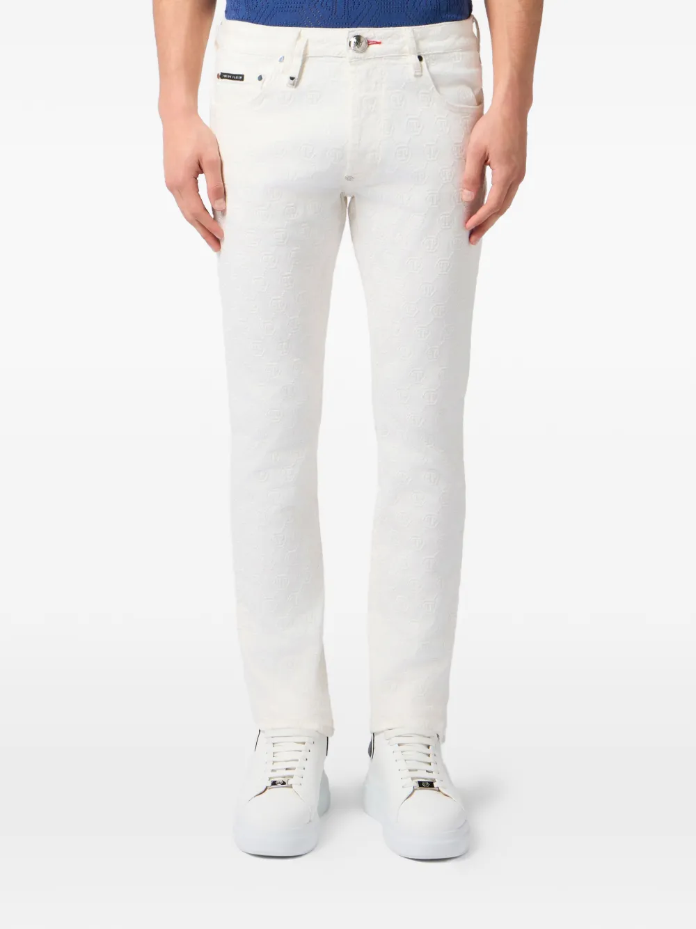  Philipp Plein Embroidery Monogram Jeans - White 
