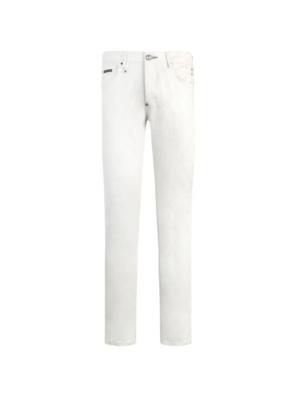 Philipp Plein embroidery monogram jeans - Bianco