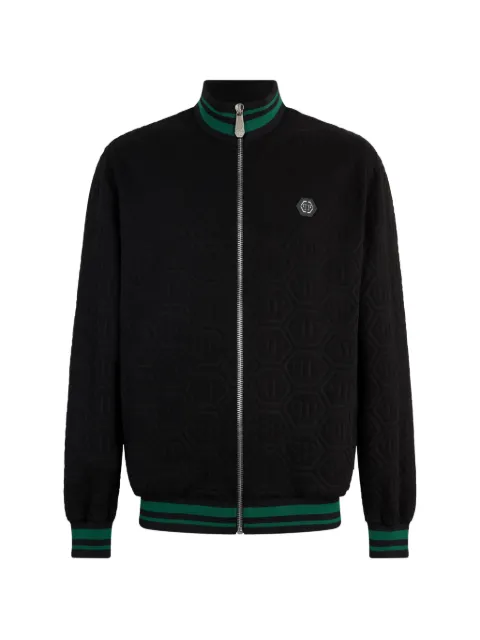 Philipp Plein sudadera con monograma en jacquard y cierre