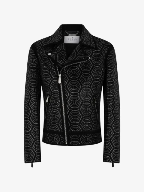 Philipp Plein chamarra biker con monograma