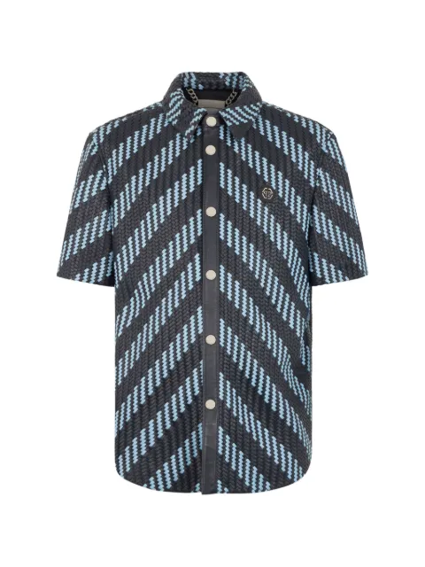 Philipp Plein woven striped leather shirt