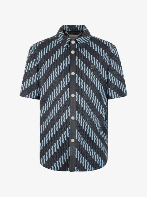 Philipp Plein weaved leather shortsleeve shirt stripes
