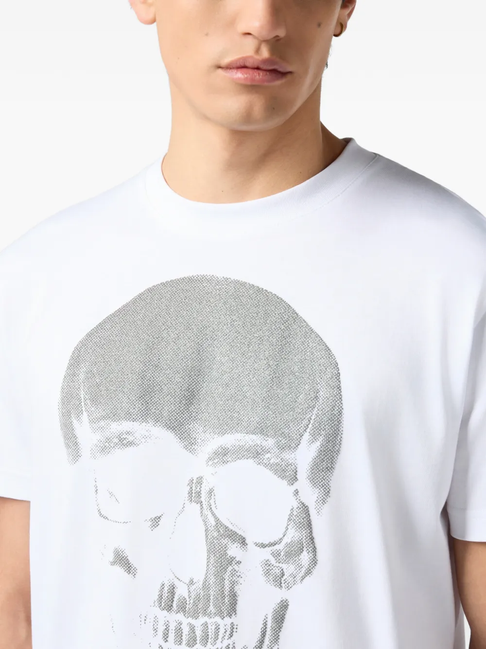 Philipp Plein T-shirt met ronde hals en glitter doodskop Wit