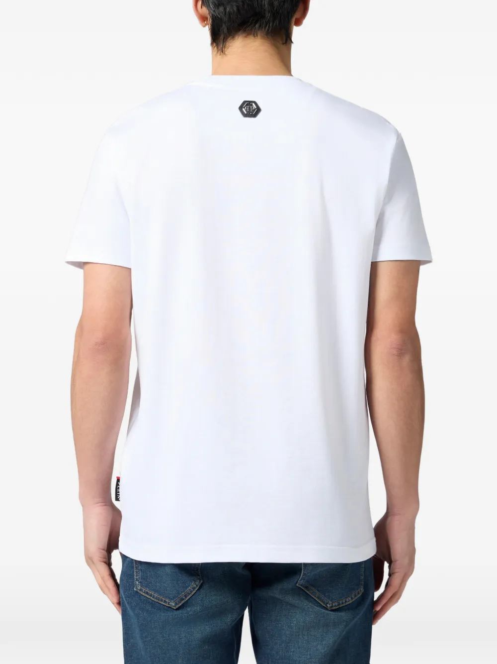 Philipp Plein T-shirt met ronde hals en glitter doodskop Wit
