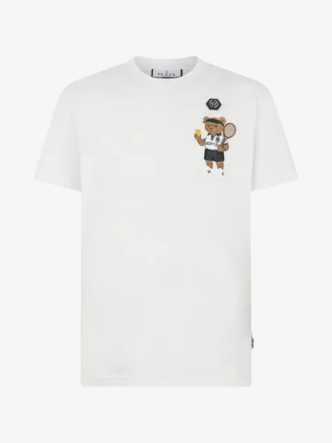 Philipp Plein round neck T-shirt Teddy tennis patch