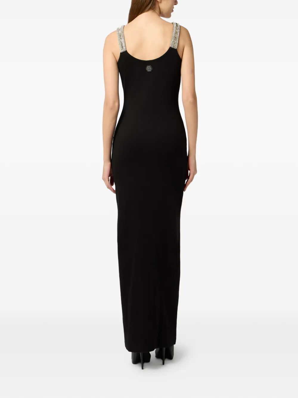 Philipp Plein Hexagon maxi-jurk met stras Zwart