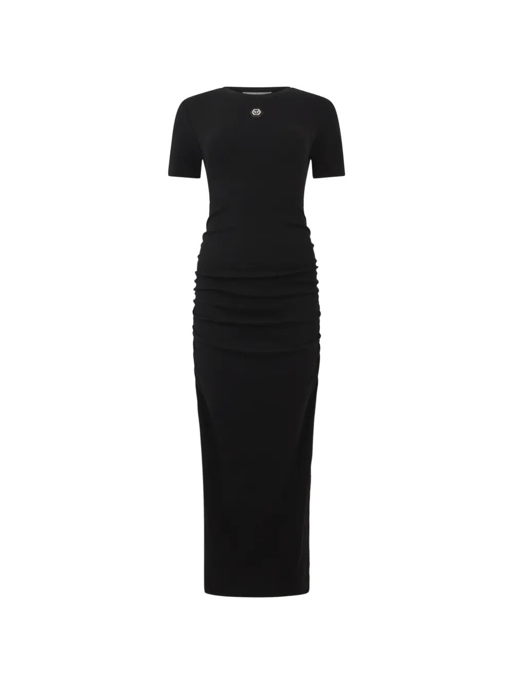 Philipp Plein Maxikleid mit Logo-Patch - Schwarz
