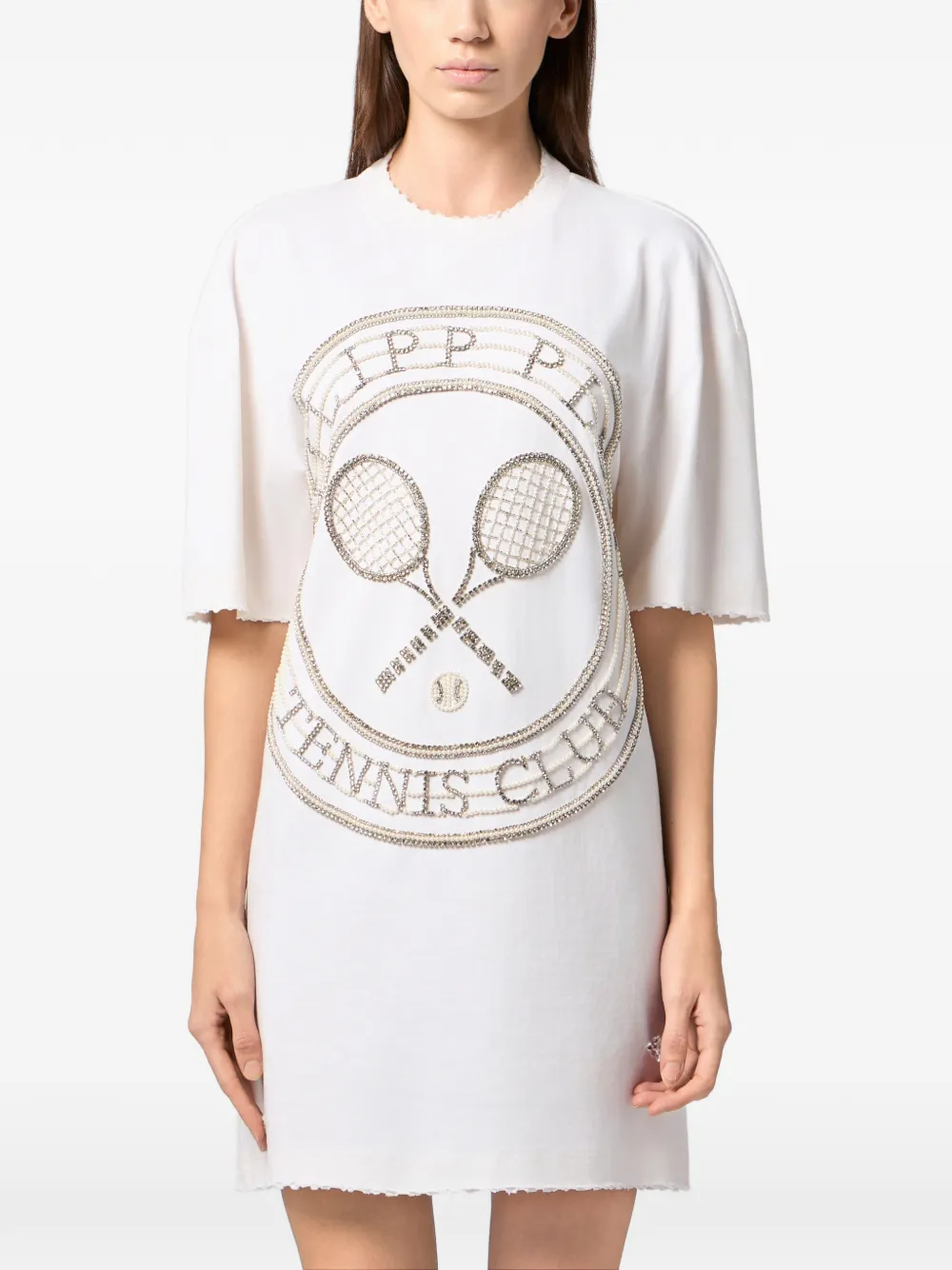 Philipp Plein Tennis Club jurk met open achterkant Wit