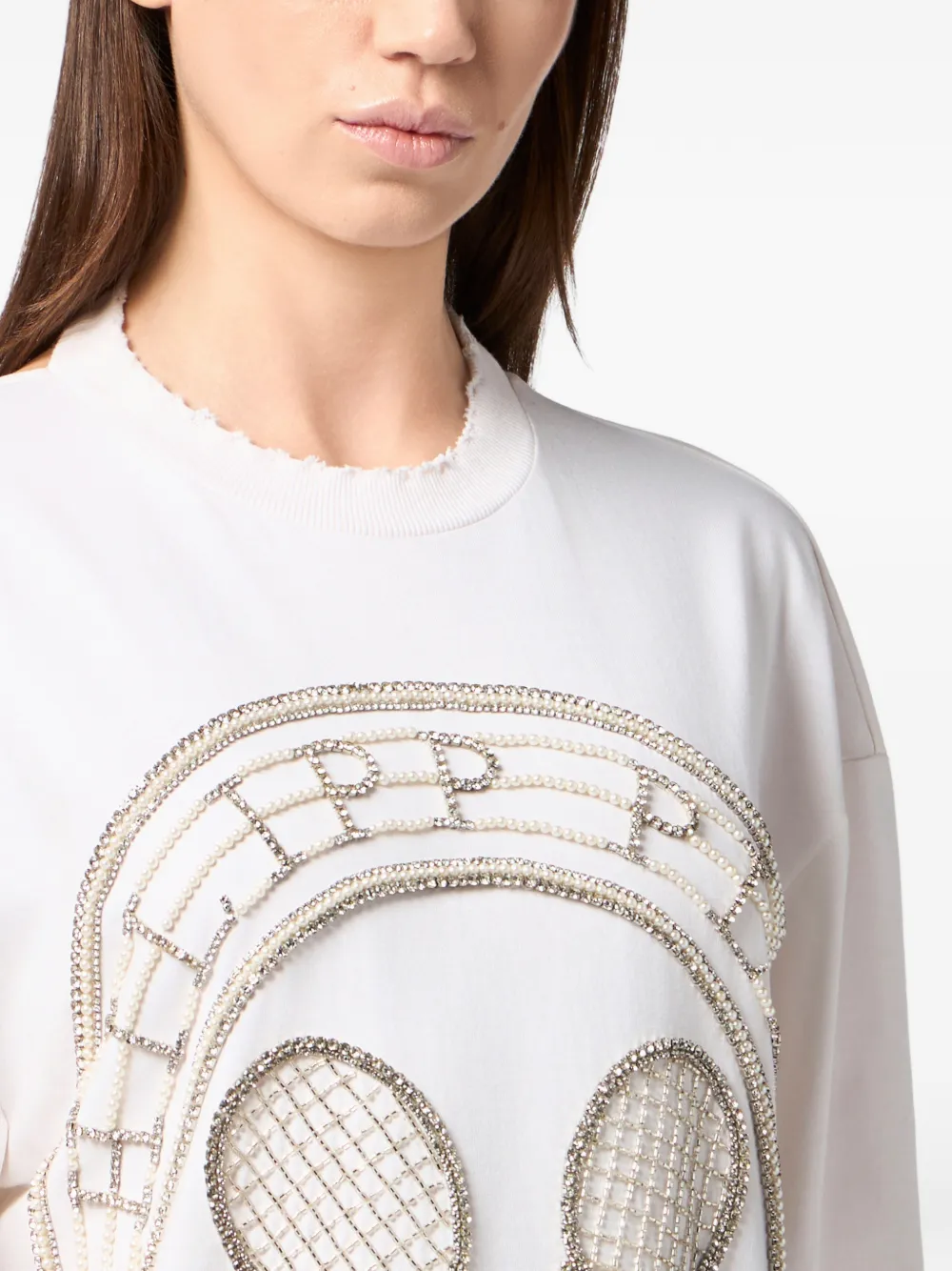 Philipp Plein Tennis Club jurk met open achterkant Wit