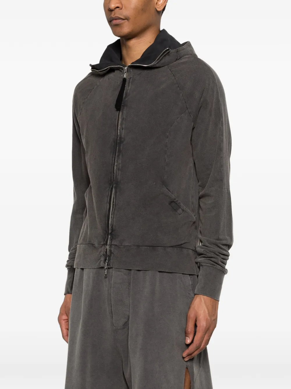 Thom Krom Panelled Zip-up Hoodie - Grey 