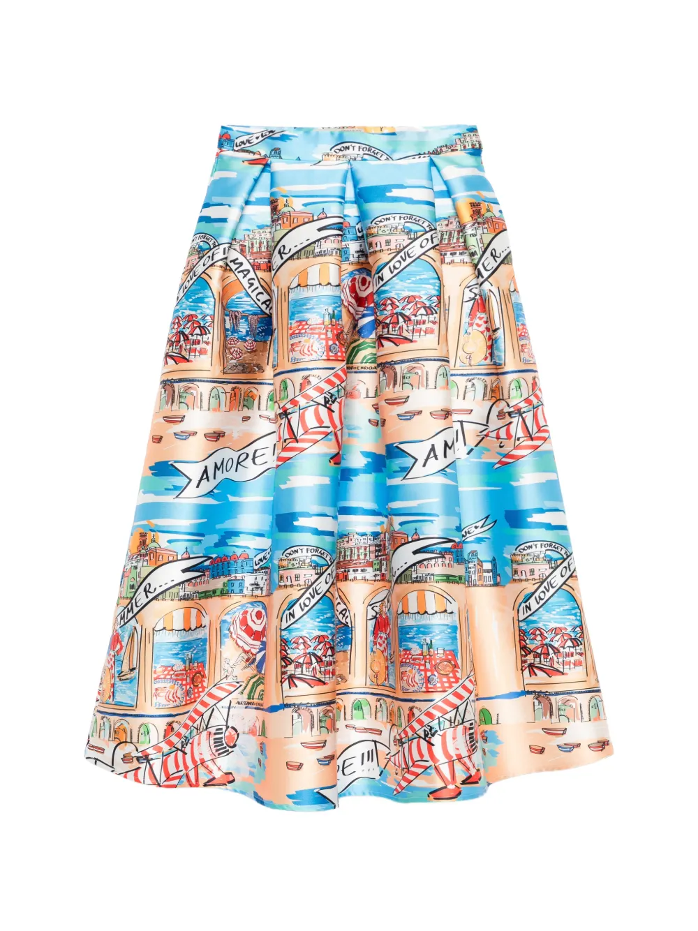 alessandro enriquez beach-print midi skirt - Blu