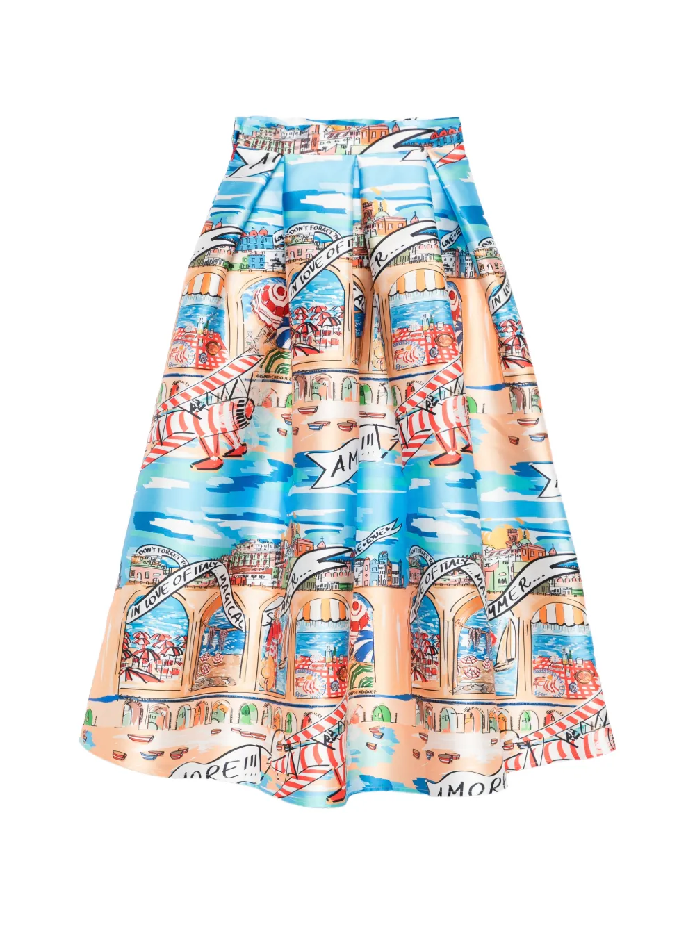  Alessandro Enriquez Beach-print Midi Skirt - Blue 