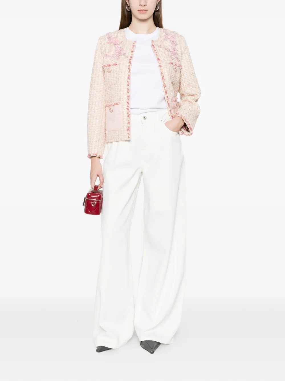  Minime Floral-embroidered Pocket Jacket - Neutrals 