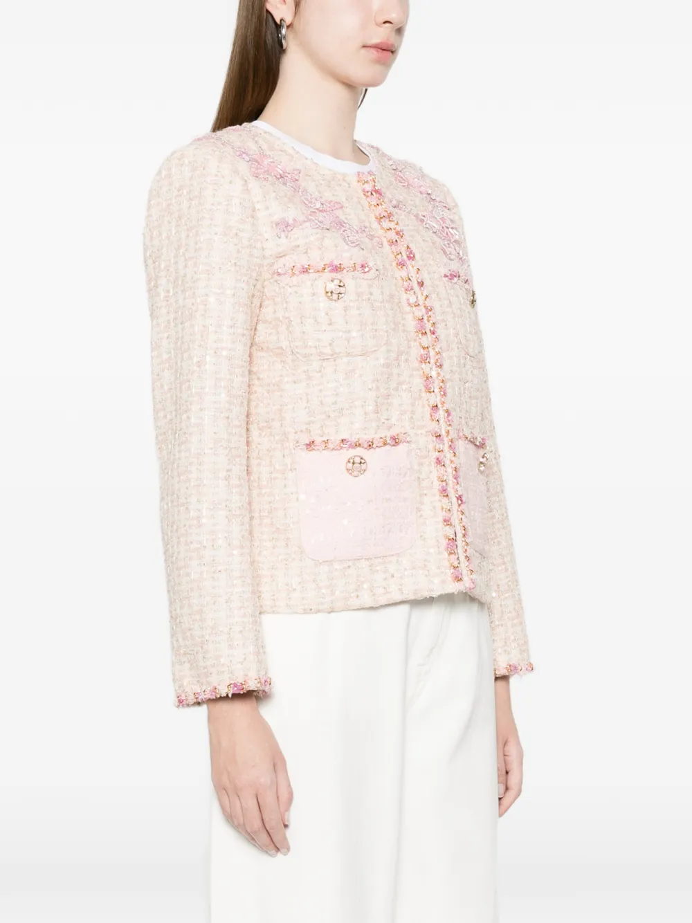  Minime Floral-embroidered Pocket Jacket - Neutrals 