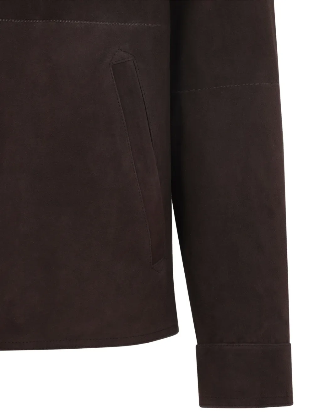 Canali Button Zip Lambskin Jacket - Brown 