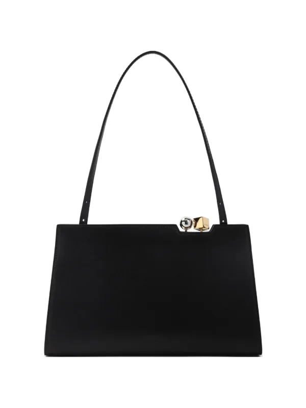 Jacquemus Le Salon Leather Shoulder Bag in Black