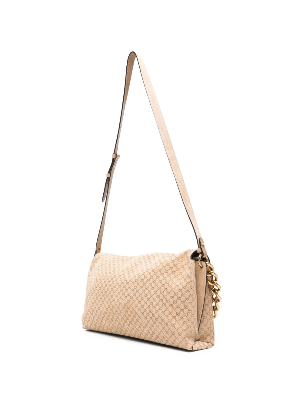Gucci Grote GG schoudertas met ketting Beige