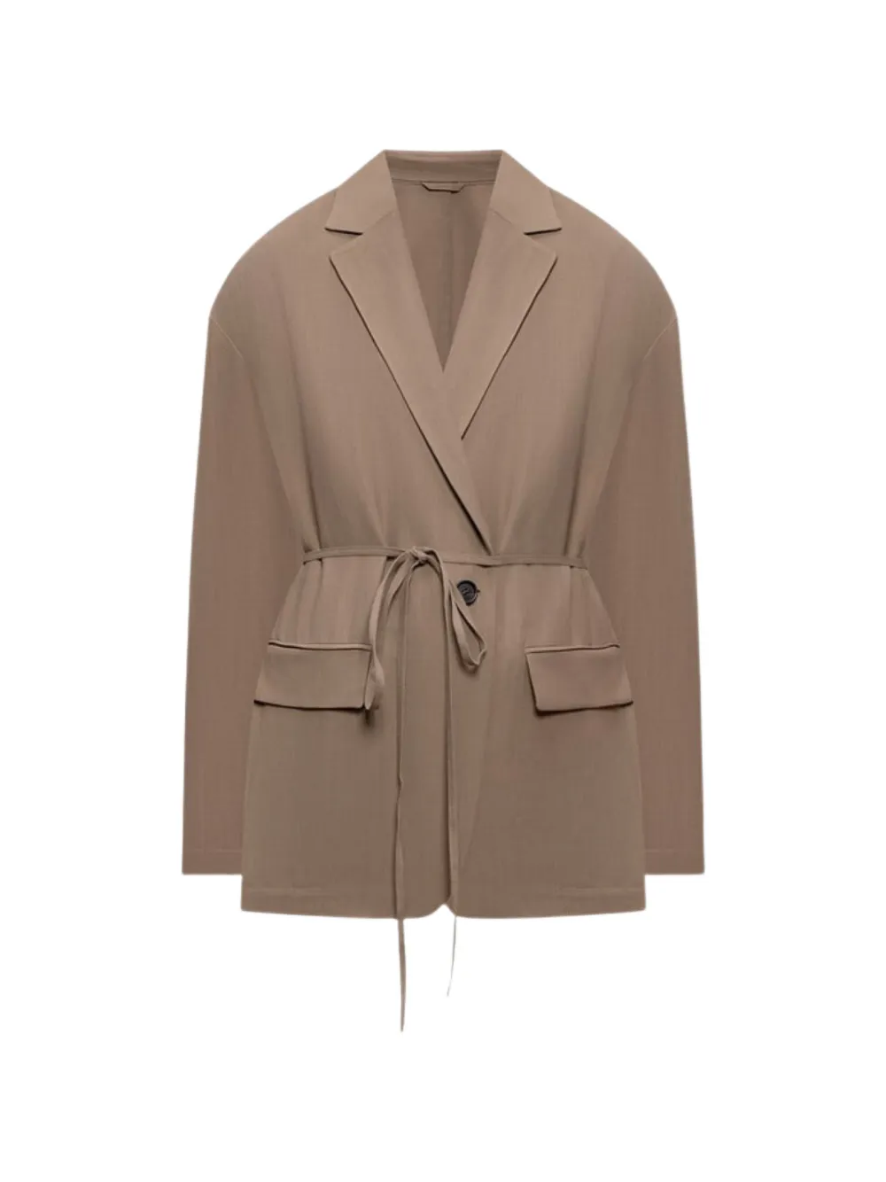 Brunello Cucinelli belted-waist notched-lapel jacket - Toni neutri
