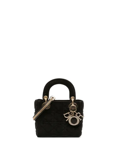 Christian Dior Pre-Owned 2019 Mini Velvet Cannage Lady Dior satchel