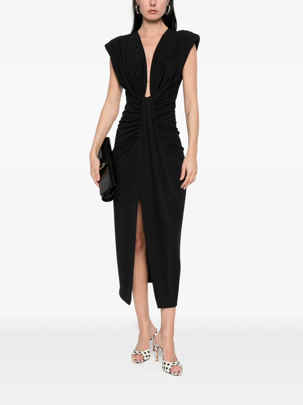  Imperial Twisted Draped Midi Dress - Black 