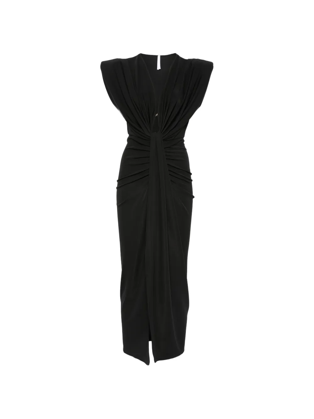 IMPERIAL twisted draped midi dress - Nero