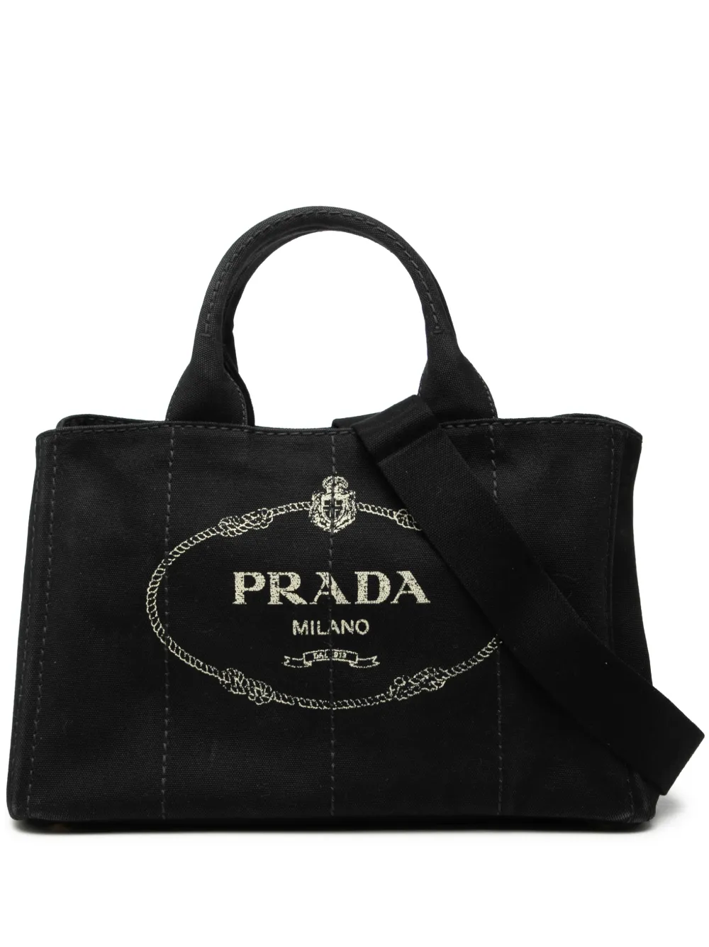 Prada Pre-Owned 2013-2025 Canvas Canapa Logo satchel - Nero
