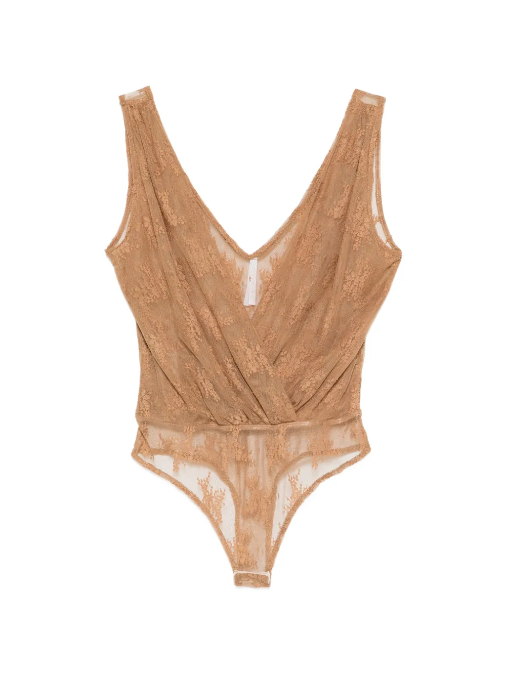 IMPERIAL lace V-neck bodysuit - Marrone