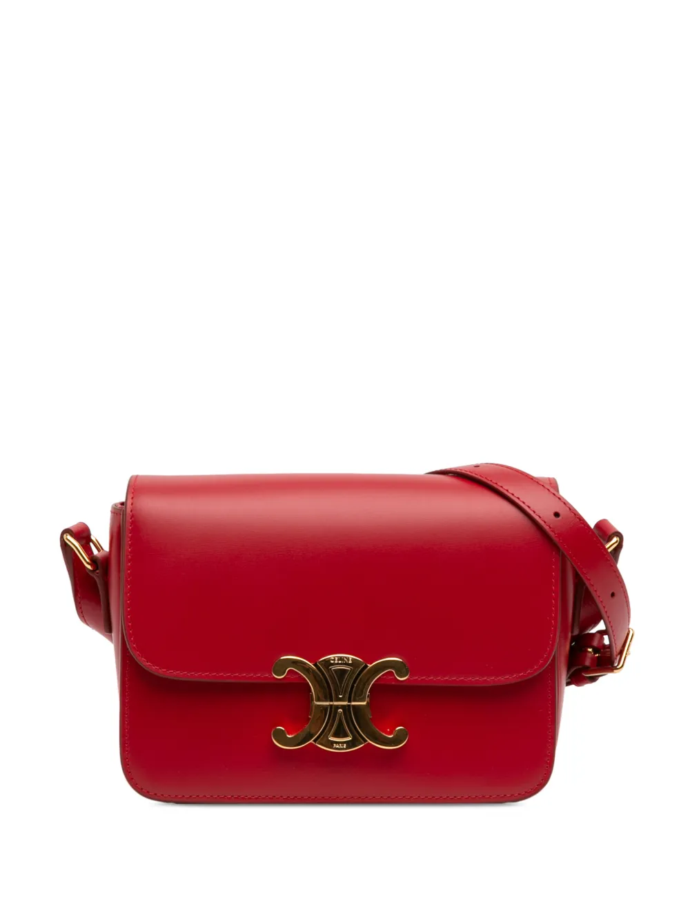 Celine Pre-Owned 2024 Teen Shiny Calfskin Triomphe crossbody bag - Red